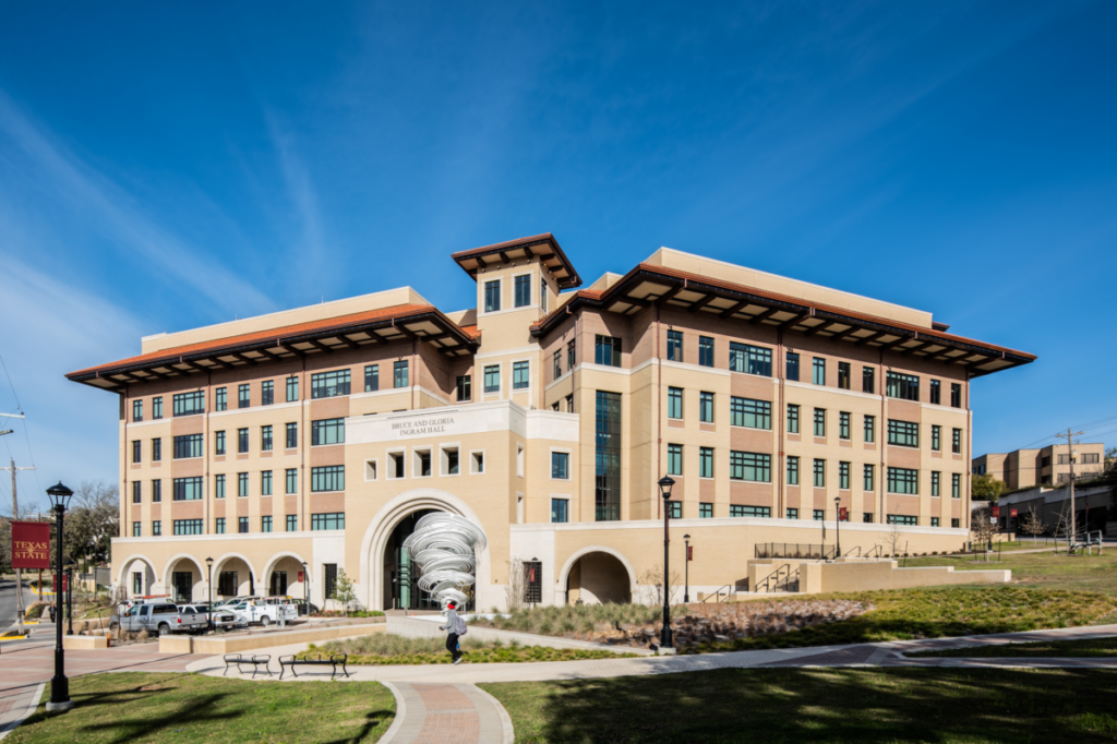 Six-story Ingram Hall is the new STEM flagship of Texas State University.