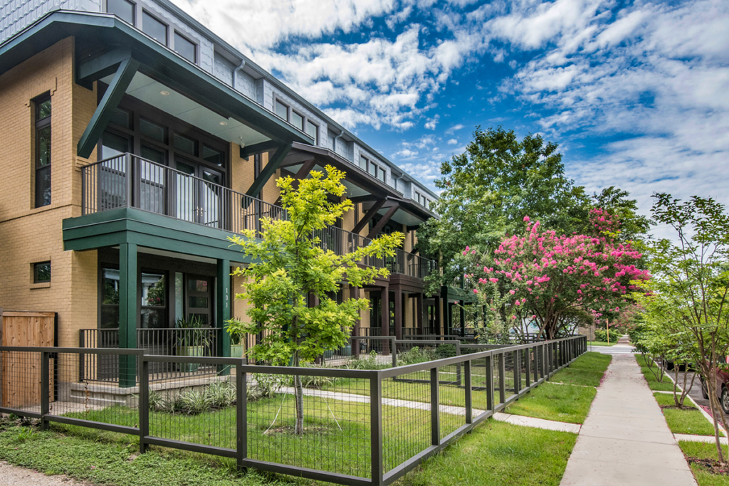 Pereida Street block has a different exterior scheme from the Cedar Street block.