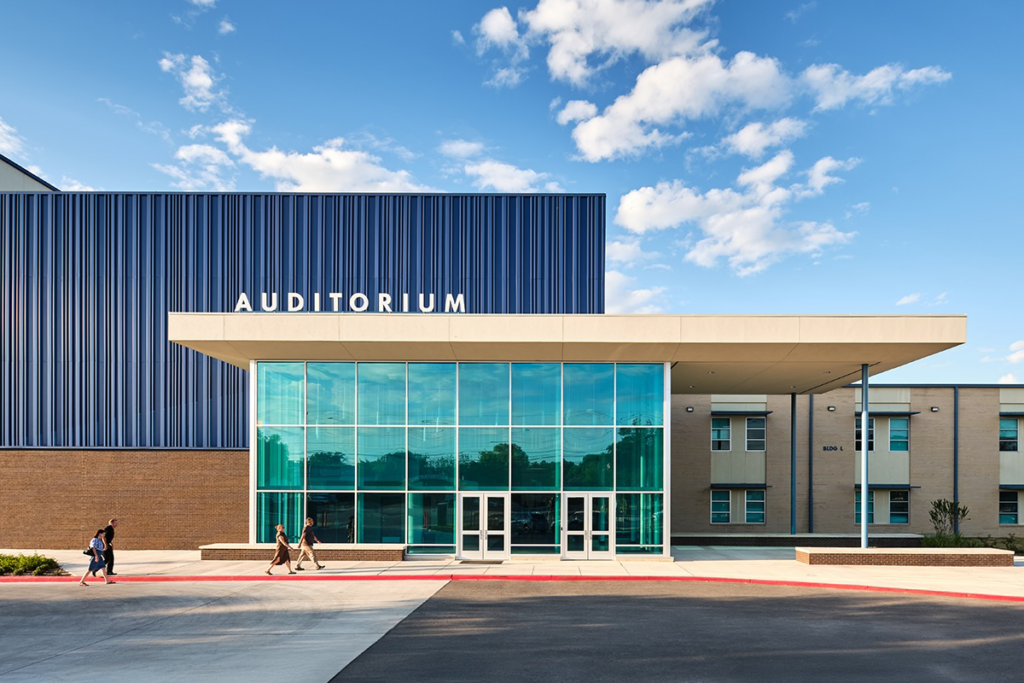 The Auditorium is the centerpiece of the new John Jay High School Fine Arts Facility.