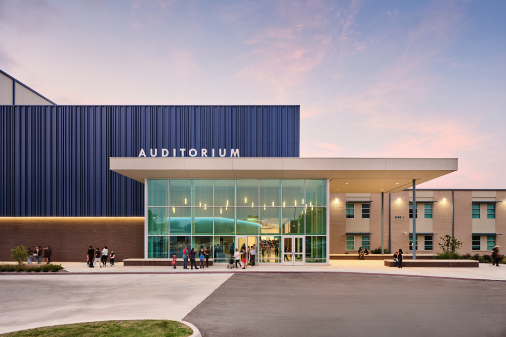 The Auditorium is the centerpiece of the new John Jay High School Fine Arts Facility.