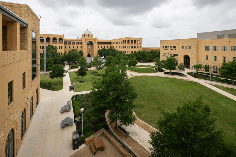 Texas A&M University at San Antonio campus has a distinct identity rooted in local culture. Photo courtesy TAMU-SA.